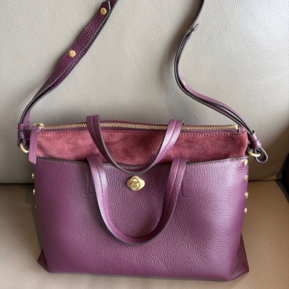 AIMEE KESTENBERG leather satchel bag burgundy red med size with top handles